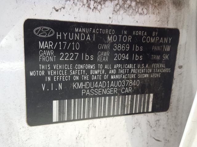 2010 HYUNDAI ELANTRA BL KMHDU4AD1AU037840