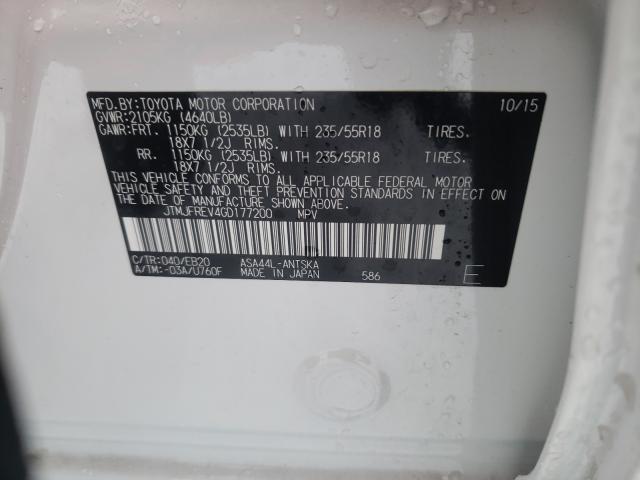 2016 TOYOTA RAV4 SE JTMJFREV4GD177200