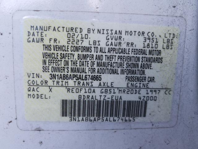 2010 NISSAN SENTRA 2.0 3N1AB6AP5AL674665