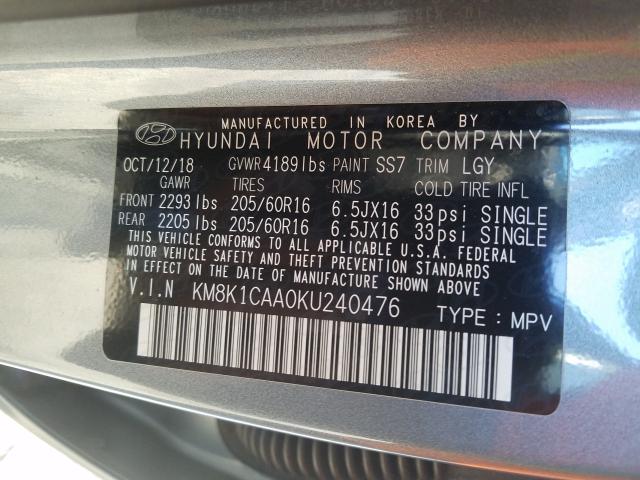 2019 HYUNDAI KONA SE KM8K1CAA0KU240476