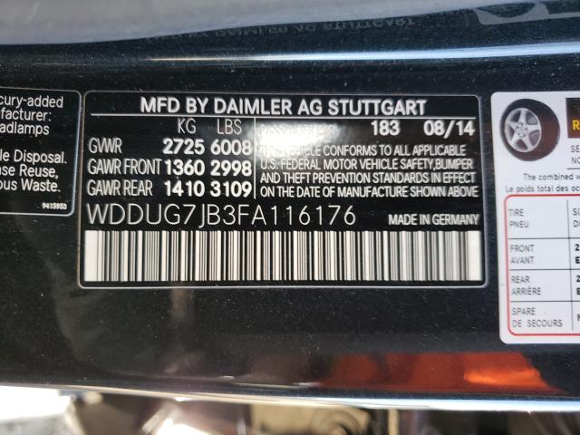 2015 MERCEDES-BENZ S 63 AMG WDDUG7JB3FA116176