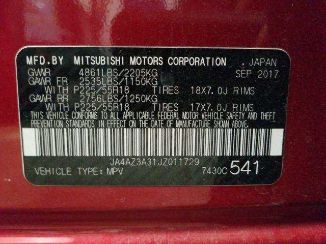 2018 MITSUBISHI OUTLANDER JA4AZ3A31JZ011729