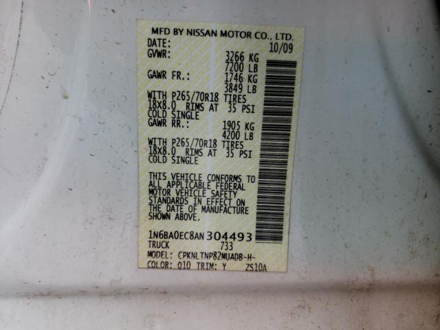 2010 NISSAN TITAN XE 1N6BA0EC8AN304493