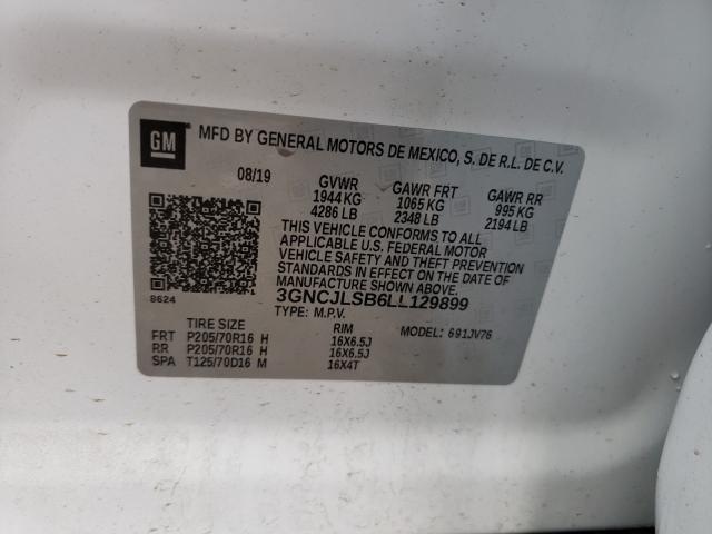 2020 CHEVROLET TRAX 1LT 3GNCJLSB6LL129899