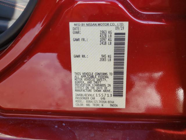 2020 NISSAN ALTIMA SR 1N4BL4CVXLC155713