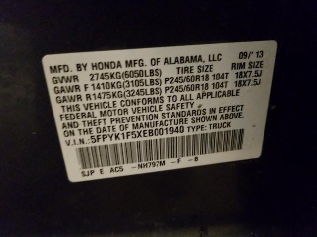 2014 HONDA RIDGELINE 5FPYK1F5XEB001940