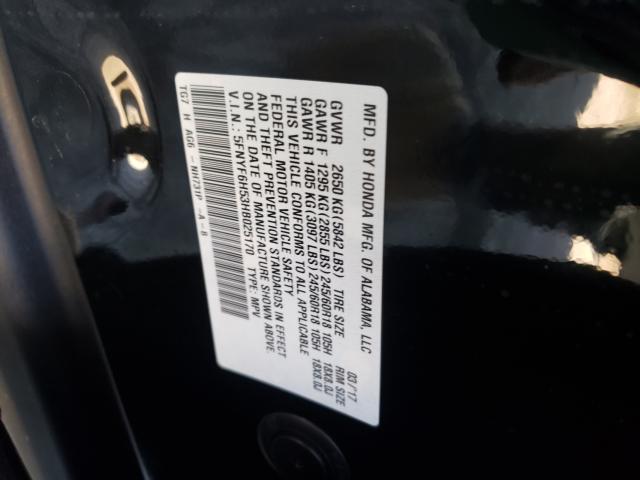 2017 HONDA PILOT EXL 5FNYF6H53HB025170