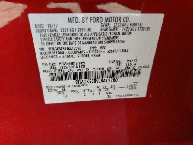 2018 FORD FLEX SEL 2FMGK5C89JBA12280