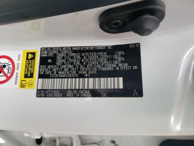 2012 LEXUS RX 350 2T2ZK1BA8CC083910