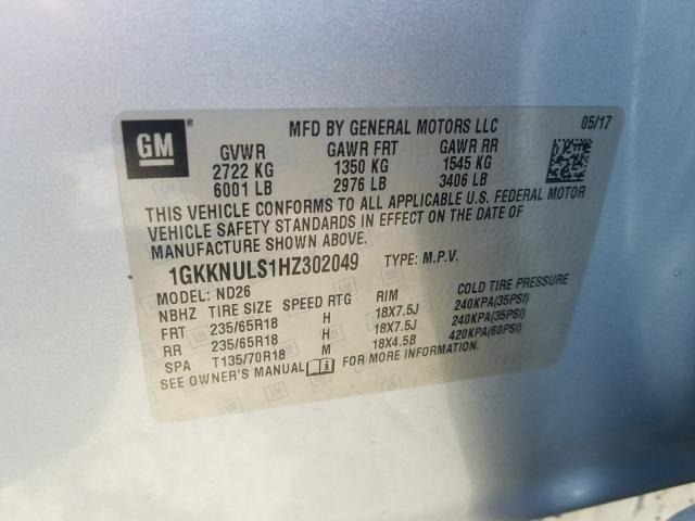 2017 GMC ACADIA SLT 1GKKNULS1HZ302049