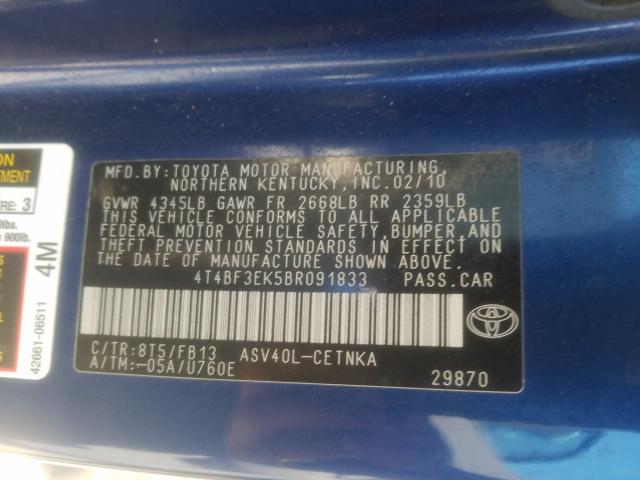 2011 TOYOTA CAMRY BASE 4T4BF3EK5BR091833