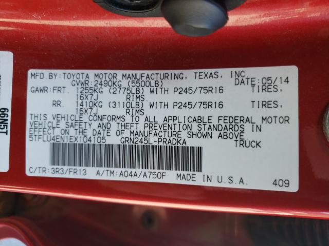 2014 TOYOTA TACOMA DOU 5TFLU4EN1EX104105