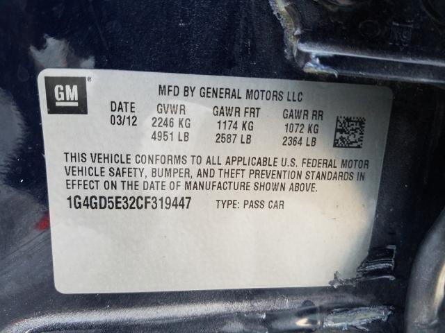 2012 BUICK LACROSSE P 1G4GD5E32CF319447