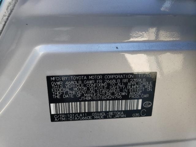 2011 LEXUS ES 350 JTHBK1EG1B2429796