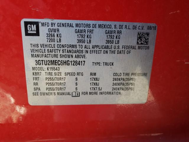 2017 GMC SIERRA K15 3GTU2MEC6HG128417