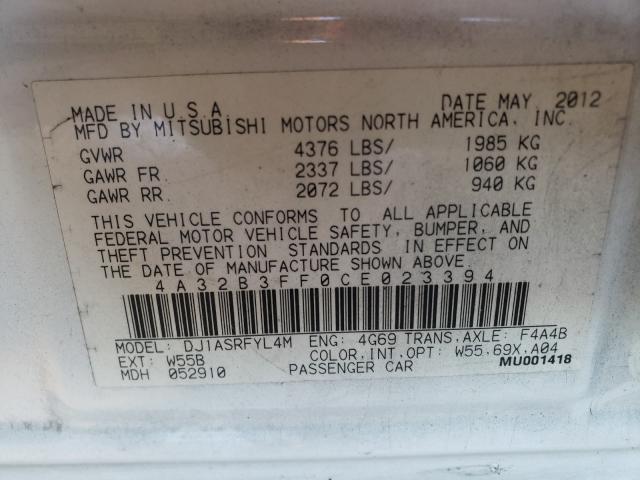 2012 MITSUBISHI GALANT ES 4A32B3FF0CE023394