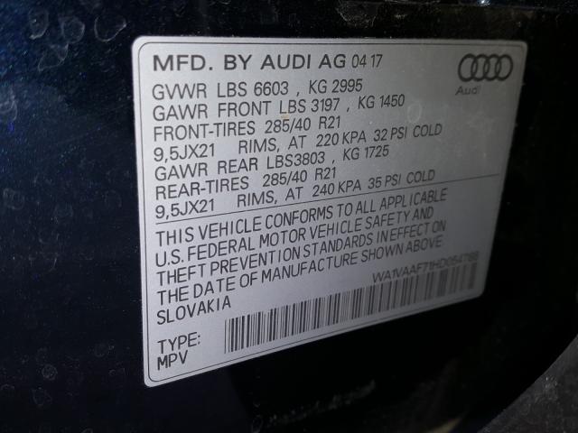 2017 AUDI Q7 PRESTIG WA1VAAF71HD054788