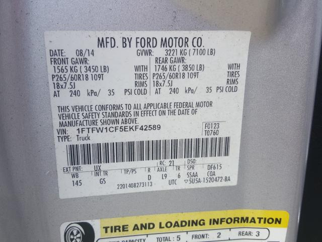 2014 FORD F-150 1FTFW1CF5EKF42589