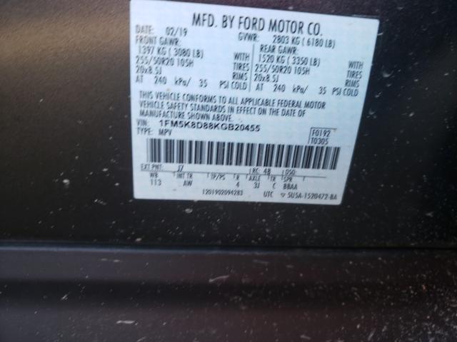 2019 FORD EXPLORER X 1FM5K8D88KGB20455