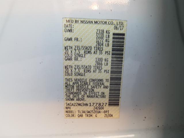 2017 NISSAN MURANO S 5N1AZ2MG3HN177827