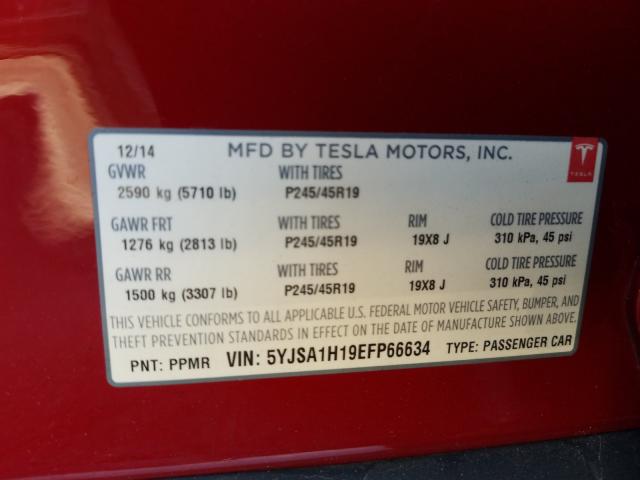 2014 TESLA MODEL S 5YJSA1H19EFP66634
