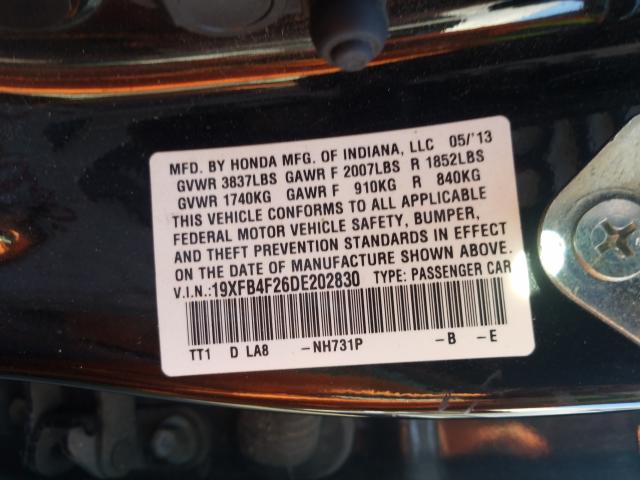 2013 HONDA CIVIC HYBR 19XFB4F26DE202830