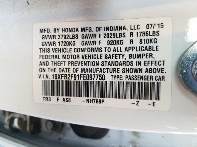 2015 HONDA CIVIC EXL 19XFB2F91FE097750