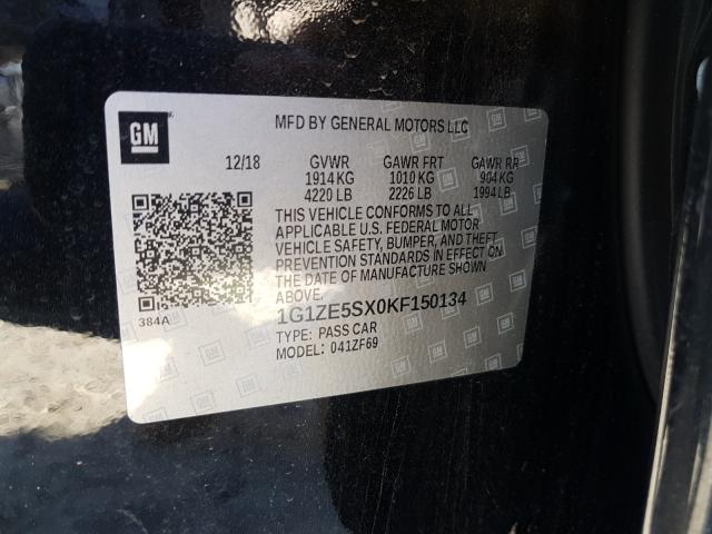 2019 CHEVROLET MALIBU PRE 1G1ZE5SX0KF150134