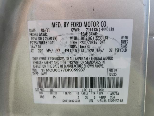 2011 FORD ESCAPE XLS 1FMCU0C77BKC59937
