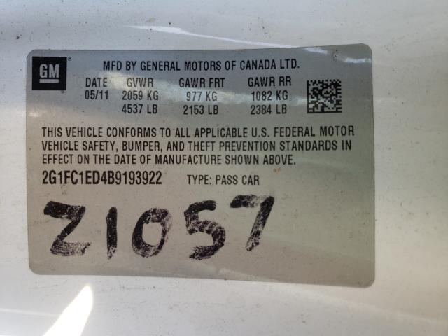 2011 CHEVROLET CAMARO 2G1FC1ED4B9193922