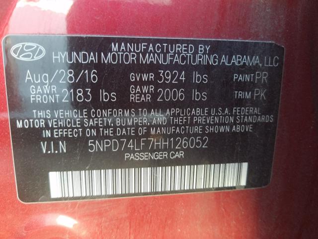 2017 HYUNDAI ELANTRA SE - 5NPD74LF7HH126052
