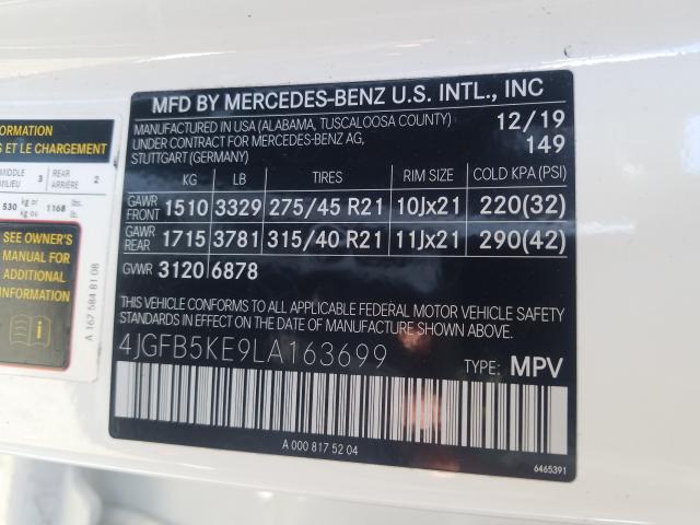 2020 MERCEDES-BENZ GLE 450 4M 4JGFB5KE9LA163699