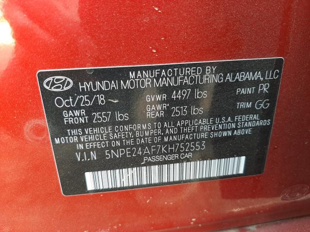 2019 HYUNDAI SONATA LIM 5NPE24AF7KH752553