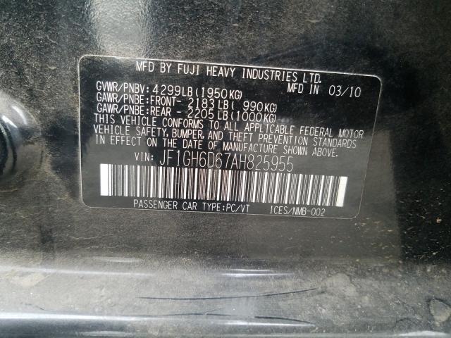 2010 SUBARU IMPREZA OU JF1GH6D67AH825955