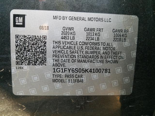 2019 CHEVROLET BOLT EV LT - 1G1FY6S05K4100781