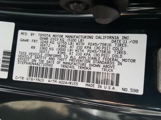 2010 TOYOTA TACOMA 5TEPX4EN4AZ710560
