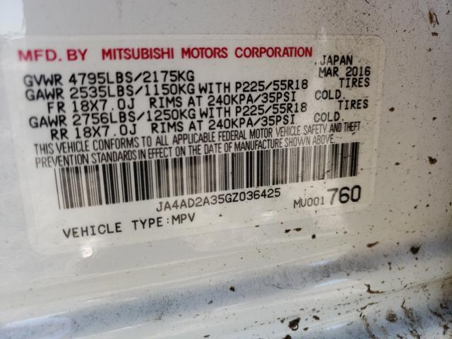 2016 MITSUBISHI OUTLANDER JA4AD2A35GZ036425