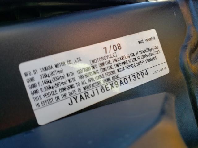 2009 YAMAHA YZFR6 JYARJ16EX9A013094