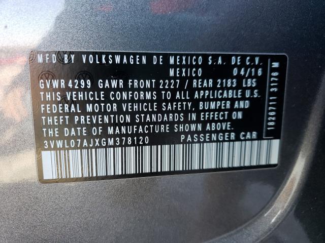 2016 VOLKSWAGEN JETTA SEL 3VWL07AJXGM378120