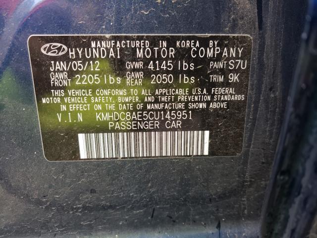 2012 HYUNDAI ELANTRA TO KMHDC8AE5CU145951