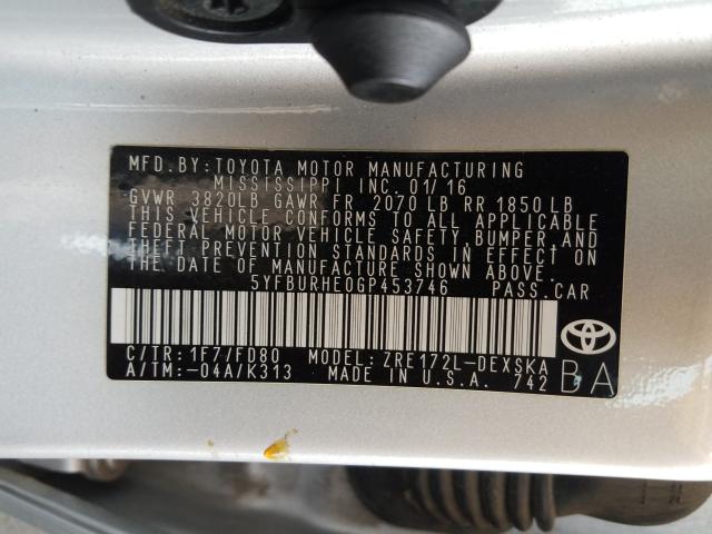 2016 TOYOTA COROLLA L - 5YFBURHE0GP453746