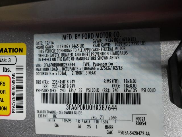 2017 FORD FUSION TIT 3FA6P0RU0HR287644