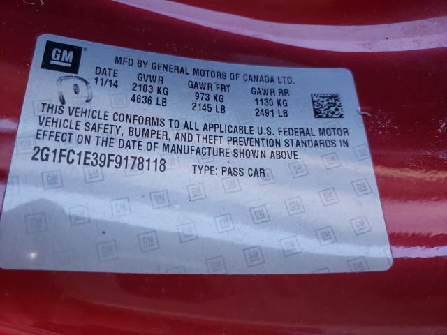 2015 CHEVROLET CAMARO LT 2G1FC1E39F9178118