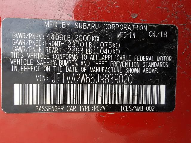 2018 SUBARU WRX STI LI JF1VA2W66J9839020