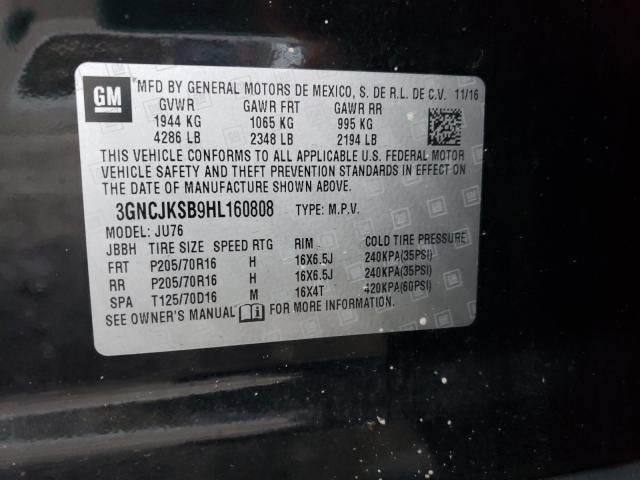 2017 CHEVROLET TRAX LS 3GNCJKSB9HL160808
