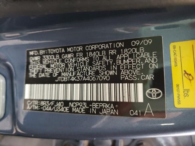 2010 TOYOTA YARIS JTDBT4K37A4067090