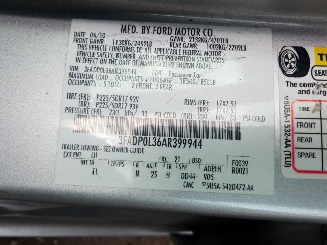2010 FORD FUSION HYB 3FADP0L36AR399944