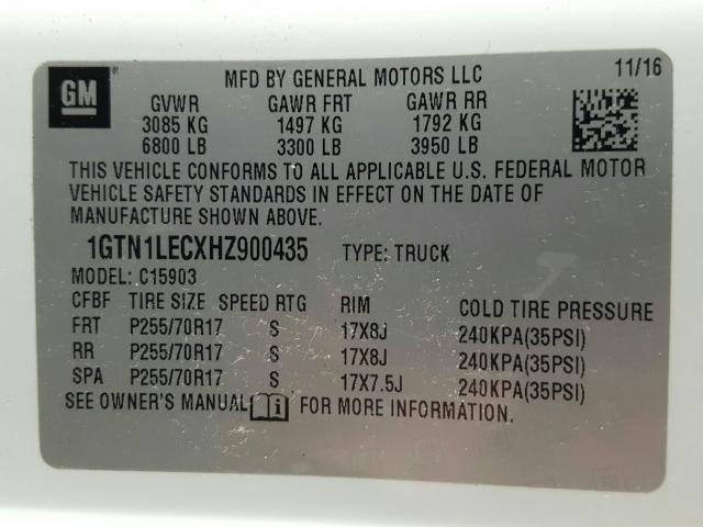2017 GMC SIERRA C15 1GTN1LECXHZ900435