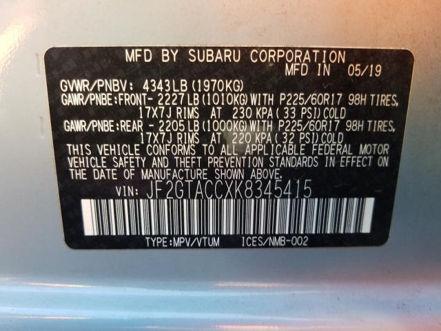 2019 SUBARU CROSSTREK - JF2GTACCXK8345415