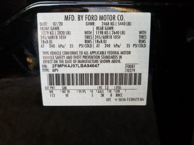 2020 FORD EDGE SEL 2FMPK4J97LBA94647